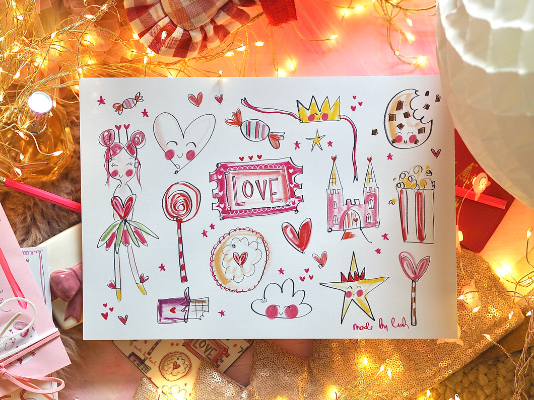 Love Doodle Jumble Print