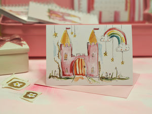 Pink Castle Greetings Card