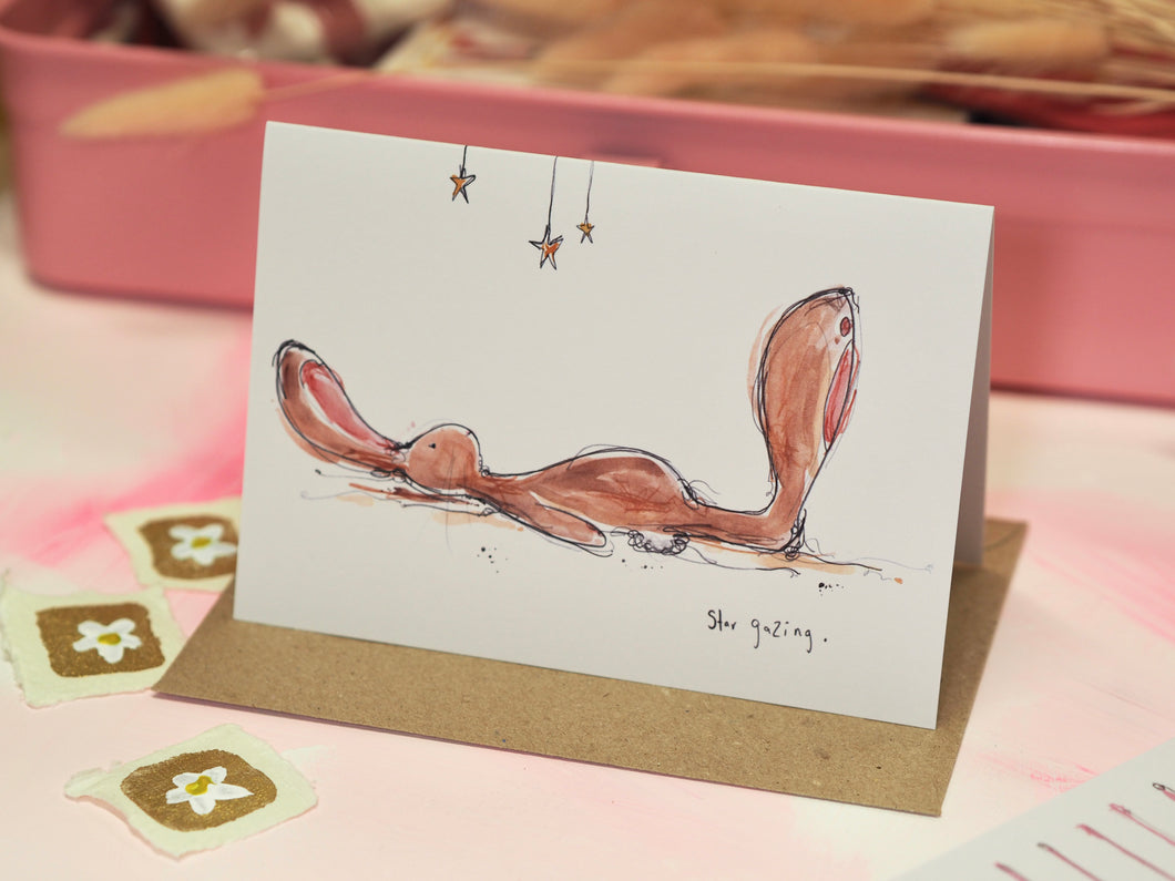 Stargazing Bunny Greetings Card