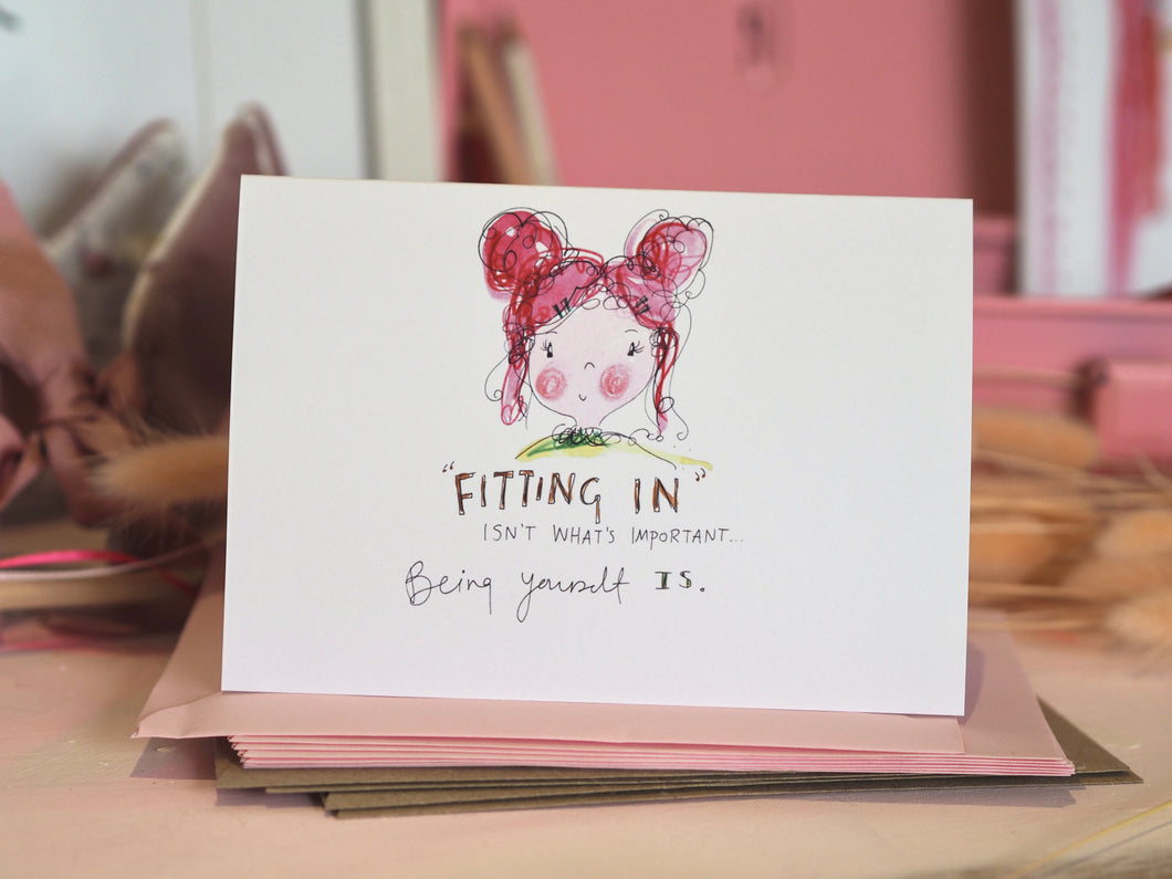 Fitting In Girl Greetings Card