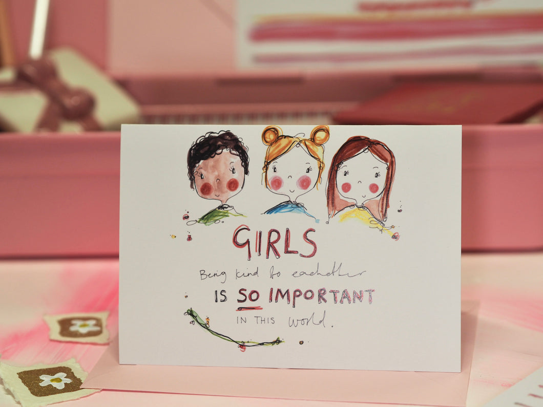 Girls Being Kind Greetings Card