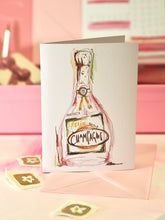 Load image into Gallery viewer, Pink Champagne Greetings card
