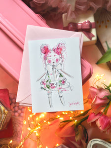 Beautiful Floral Doll Card