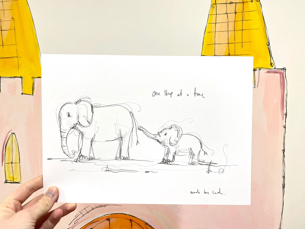 Elephant Sketch Art Print