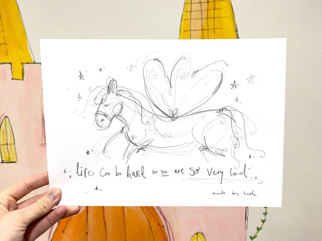 So Loved Unicorn Sketch Art Print