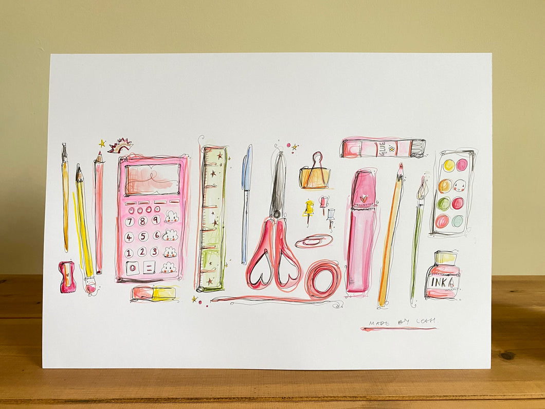 Pink Stationery Art Print