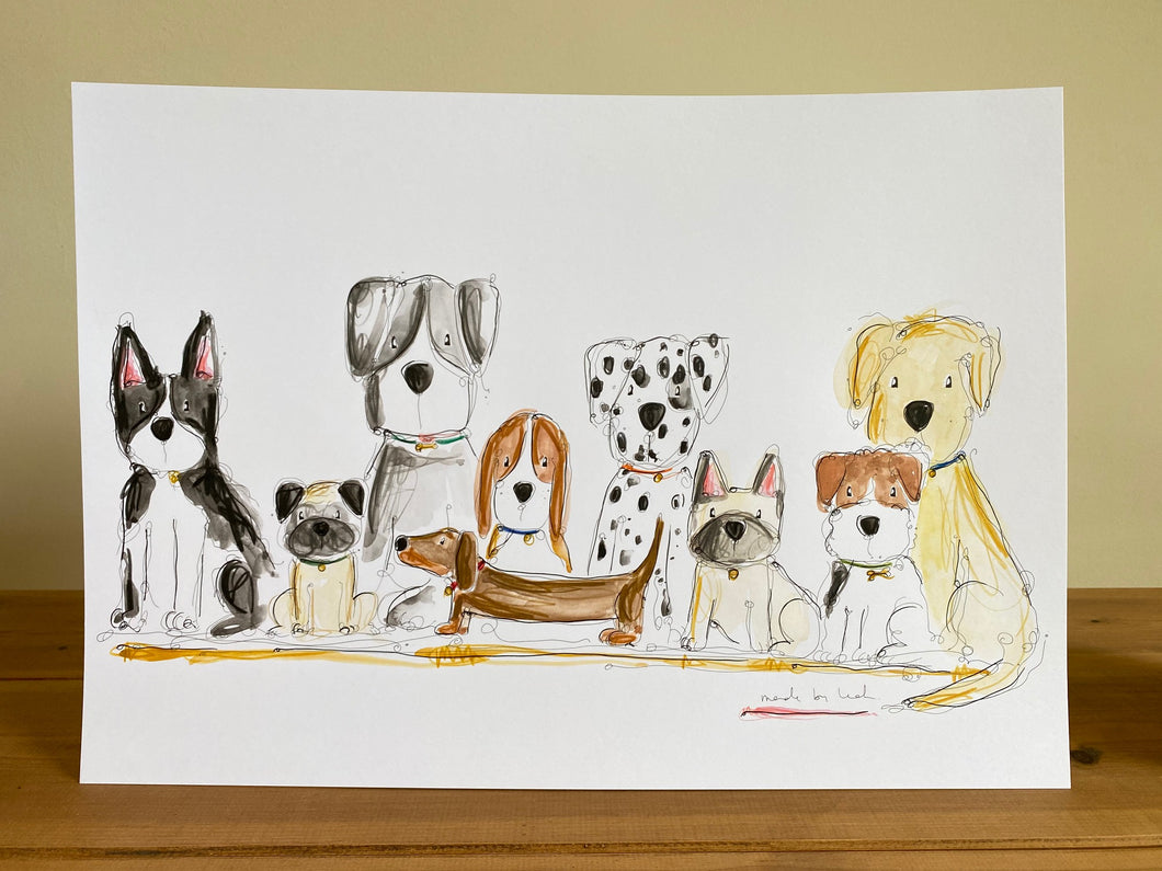 Dogs In A Row Art Print