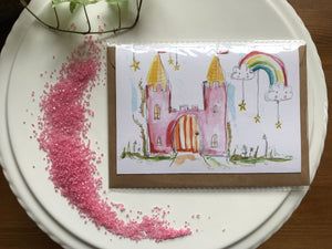 Pink Castle Greetings Card